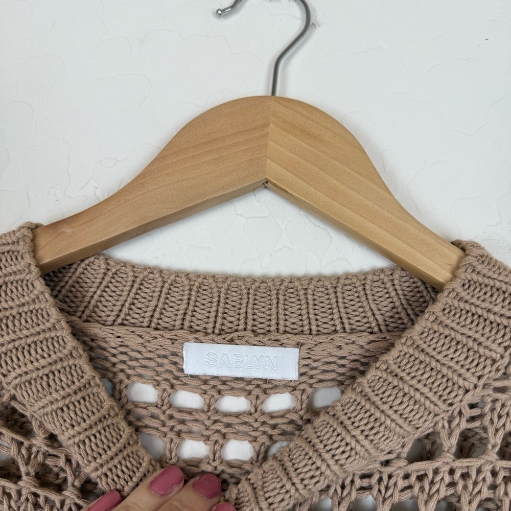 Sablyn Mariella Open Knit Cotton/Silk/Cashmere Blend Sweater Camel Sand - Picture 5 of 7